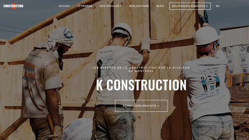 A screenshot of https://kconstructions.ca/